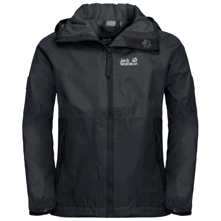 Jack Wolfskin Regenjacke Rainy (wind- und wasserdicht) phantomgrau Kinder
